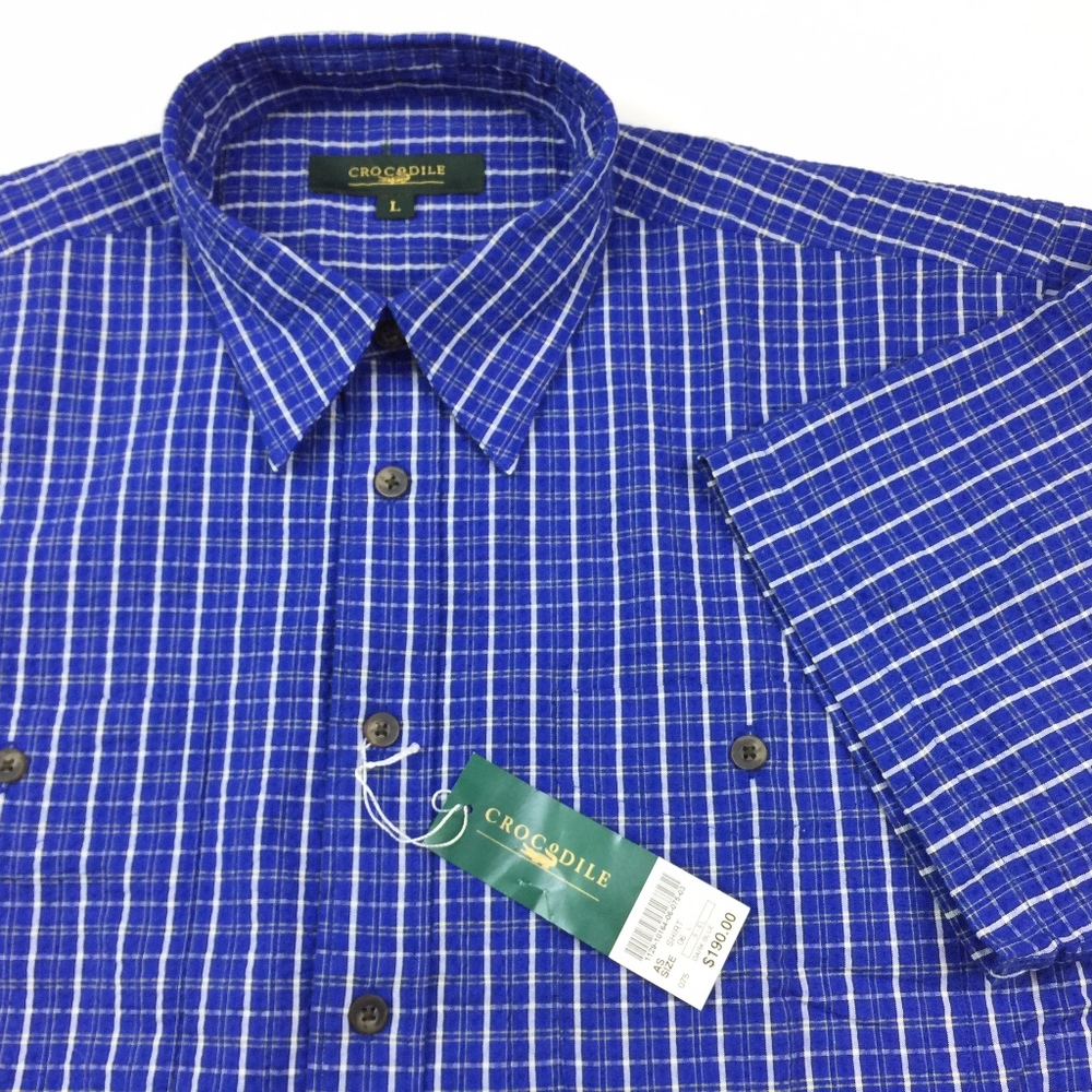 Crocodile Sport Blue Short Sleeve Button Up Shirt